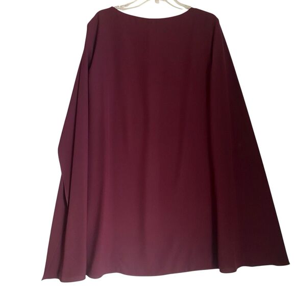 Ralph Lauren Black Label Cape Mini Dress 20W Burgundy Glam Evening Wear Party - Picture 2 of 10